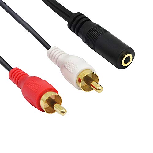 CERRXIAN محول صوتي CERRXIAN 0.2م من جاك ستيريو 3.5 مم أنثوي إلى 2 قابس RCA AUX (أسود) (عبوة 2) - Image 4