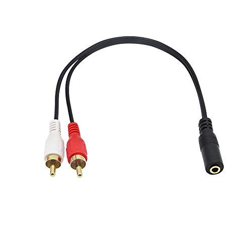 CERRXIAN محول صوتي CERRXIAN 0.2م من جاك ستيريو 3.5 مم أنثوي إلى 2 قابس RCA AUX (أسود) (عبوة 2) - Image 3