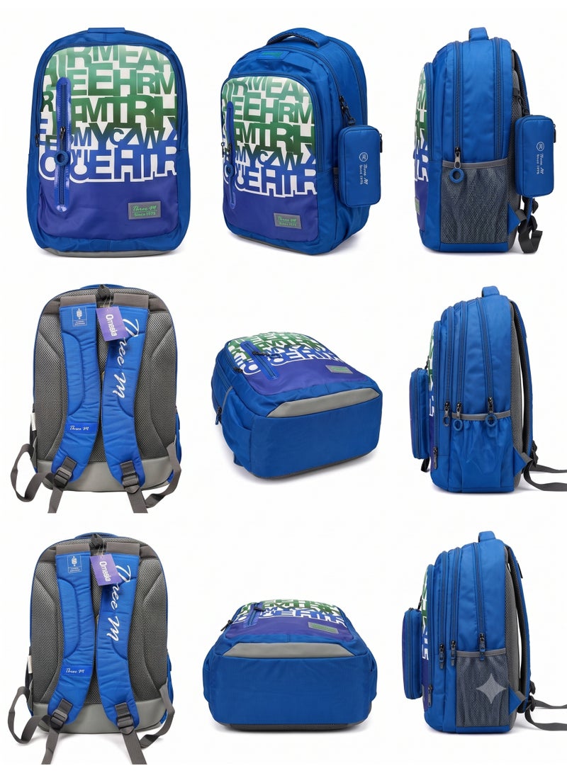 Three M Unisex School Backpack 4-Zip Extreme Suspension English Letters - Image 4