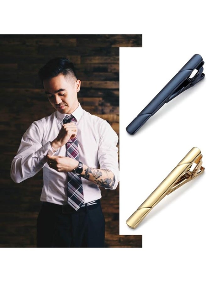 Tie Clips for Men – Black, Gold, Blue, Silver Tie Bar Set for Regular Ties – Luxury Box Gift Ideas - Image 5