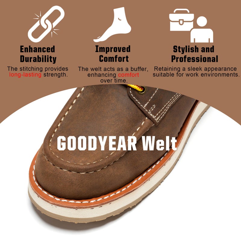 ROCKROOSTER Mantua - 8 inch Comfortable, Anti-fatigue Soft toe Rubber Outsole Work Boots for Men SAP308-12 - Image 4