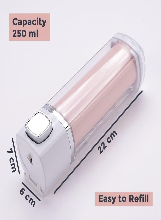 Kuber Industries Manual Shampoo & Soap Dispenser | Wall Mounted | Soap Dispenser for Kitchen & Bathroom | Refillable, Lightweight & Durable | Easy to Clean |Pink- 250 ml (Pack of 1) - Image 2