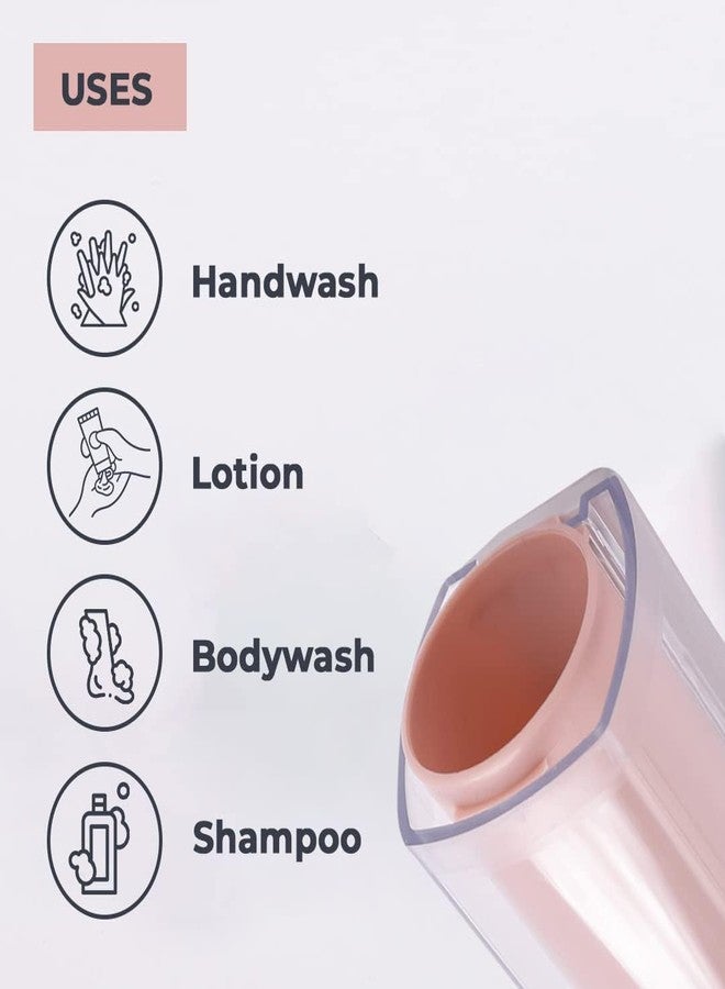 Kuber Industries Manual Shampoo & Soap Dispenser | Wall Mounted | Soap Dispenser for Kitchen & Bathroom | Refillable, Lightweight & Durable | Easy to Clean |Pink- 250 ml (Pack of 1) - Image 4