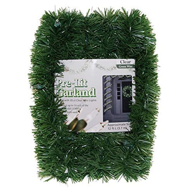 Brite Star 12-Foot Christmas Garland with Clear Lights Perfect for Indoor or Outdoor Fireplace Mantle Decor, Kitchen Light, or Christmas Decorations Tree Pre-lit Pine Garland For Holiday - Image 3