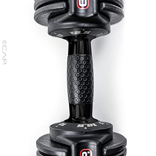 CAP Barbell 12.5 lb Pair ADJUSTABELL Adjustable Dumbbell with Contoured Full Rotation Handle, Honeycomb Design, Black - Image 4