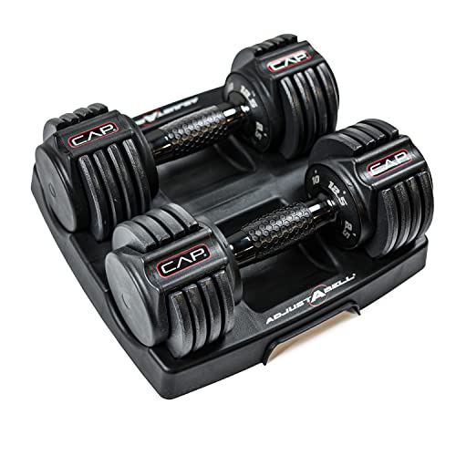 CAP Barbell 12.5 lb Pair ADJUSTABELL Adjustable Dumbbell with Contoured Full Rotation Handle, Honeycomb Design, Black - Image 1