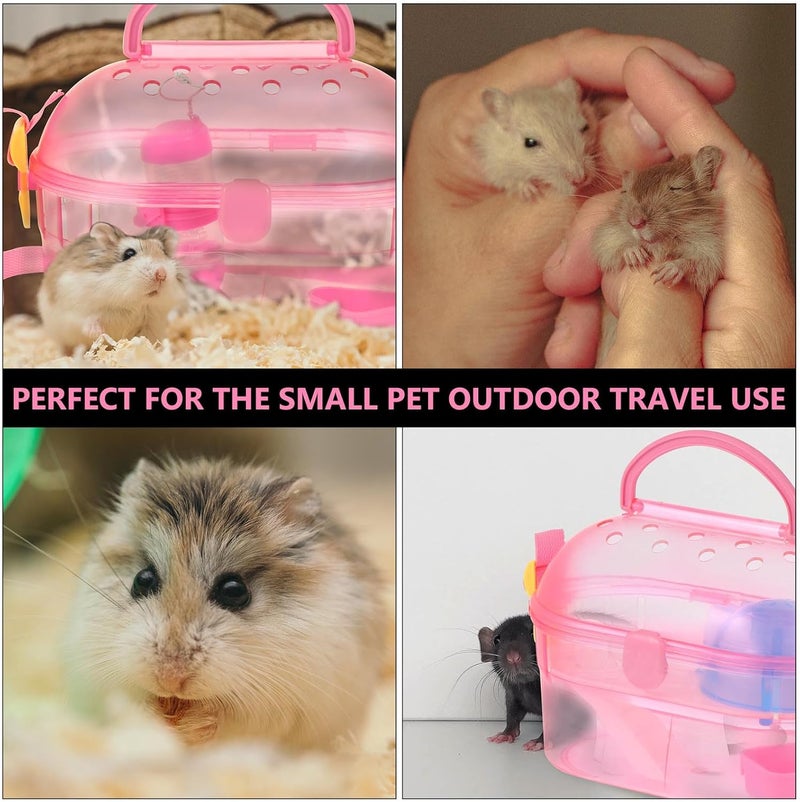 VICASKY Pet Travel Cage Portable Hamster Carrier Cage with Handle Red Small Pet Outdoor Carrier for Chinchilla and Small Animals - Image 5