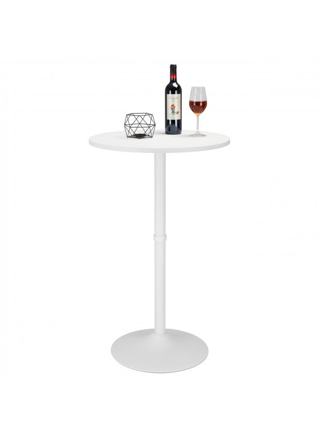 Finnhomy 24'' Round Cocktail Bar Table with Metal Base, Tall Bistro Pub Table, Counter Bar Height Table for Kitchen, Dining Room, Living Room, Easy Assembly, White - Image 1
