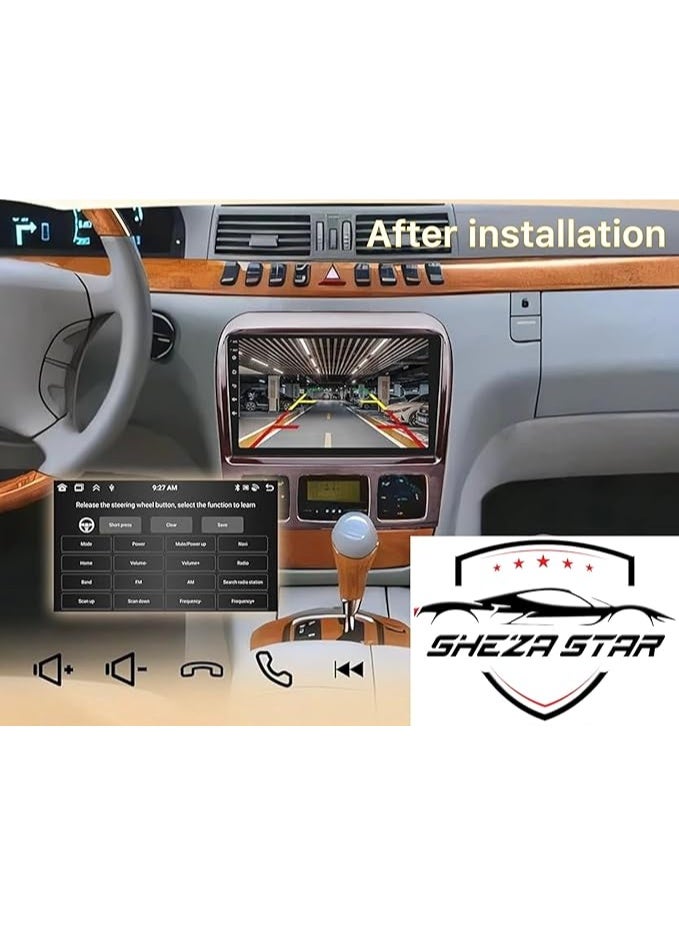 SHEZA STAR Android Car Stereo for Mercedes Benz S Class W220 VV220 1998-2005 2GB RAM 32GB ROM Support Carplay, M-Link Wi-Fi BT, Radio GPS, 9 Inch IPS Touch Screen with AHD Camera Included - Image 2