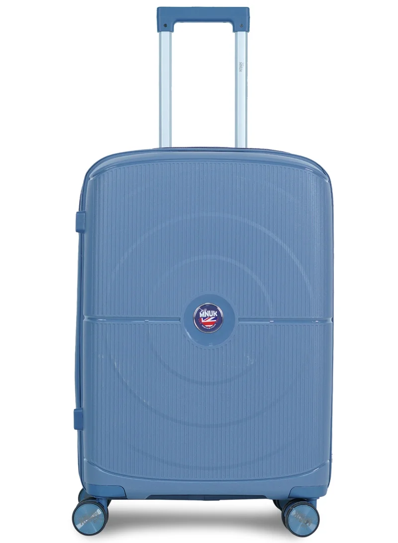 MNUK PREMIO 24inch Luggage| Polypropylene (PP) Hardside Luggage Trolley|Double 360° 4 Wheeler| Medium-24 Inch|Blue