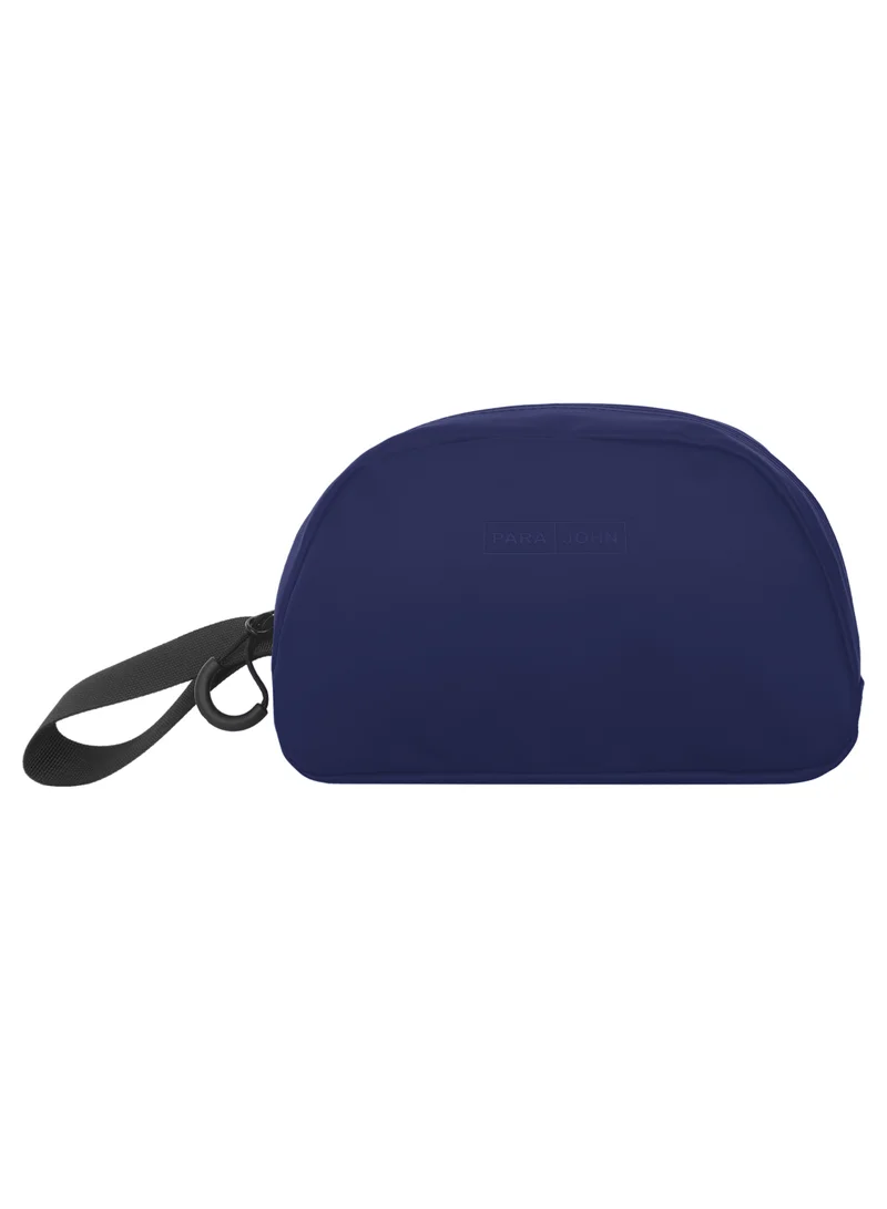 Solid Wrist Bag With Strap and Zip Closure Blue