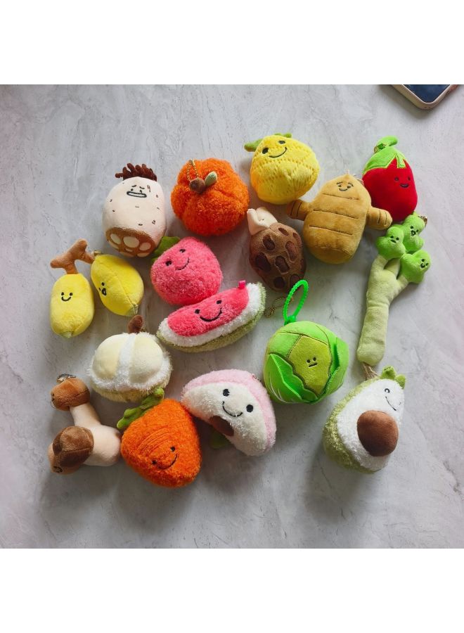 Fun Fruit Key Chain Cute Girl Bag Pendant Vegetable Plush Toy Doll Wedding Throw Doll-Specifications:Coriander - Image 5