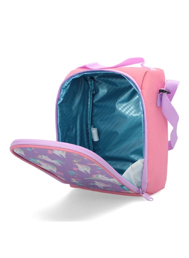 smash Unicorn Printed Zipper Closure Lightweight Insulated Lunch Bag Pink and Lilac 27 x 22 x 10 cm 34267 - Image 4
