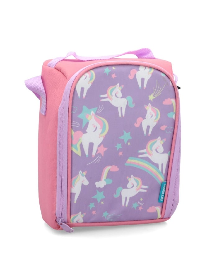 smash Unicorn Printed Zipper Closure Lightweight Insulated Lunch Bag Pink and Lilac 27 x 22 x 10 cm 34267 - Image 3