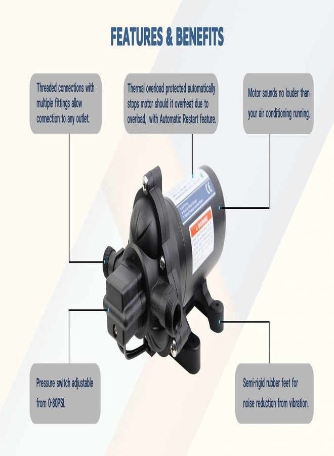 KENCIT T33 Automatic On-Demand Diaphragm Pump, Pressure Pump for Kitchen, Bathroom, RV, Marine Yacht, Caravan, Garden (12Vdc, 4.0GPM, 45PSI) - Image 4