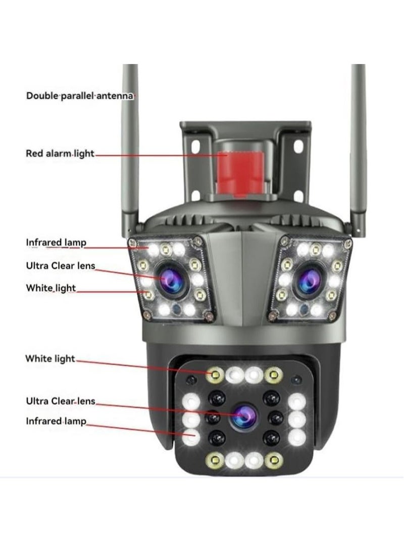 Generic - Outdoor Waterproof Wireless WiFi HD Security Camera,4k Security WiFi Camera Outdoor with Three Lens,Wireless Outside Camera for Home,Motion Detection,360° View,2-Way Audio,Ip66 Waterproof (4 Lens) - Image 1