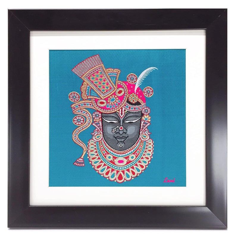 Lami Woven Shrinathji Shreenathji Art Frame for Home and Office Decor Best for Festival Gifts (12 Inch X 12 Inch)( Multicolor) - Image 1