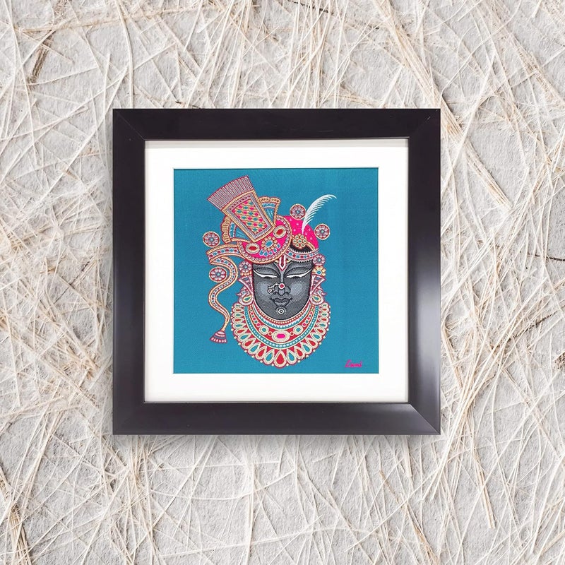 Lami Woven Shrinathji Shreenathji Art Frame for Home and Office Decor Best for Festival Gifts (12 Inch X 12 Inch)( Multicolor) - Image 4