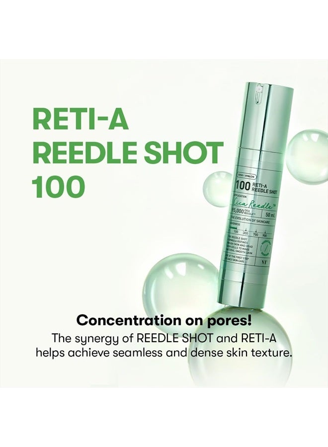 VT COSMETICS Reti-A Reedle Shot 100, Retinol(Vitamin A) Microneedling Serum, Repairing Exosome, Hyaluronic Acid, Ideal for Retinol Beginner, Soft Skin, Glass Skin, Korean Skin Booster, 1.69Fl Oz(50ml) - Image 2