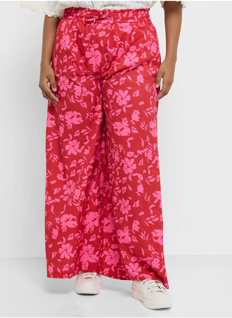 جينجر بلس Elasticised Waist Floral Wide Leg Pants