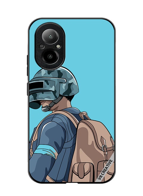 Protective Case Cover For Realme C67 4G Helmet And In Military Uniform Design Multicolour