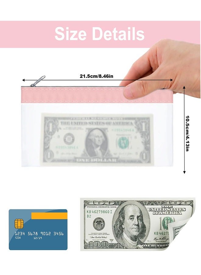 Money Bags with Zipper, 4 Pcs Transparent Bank Deposit Bags, Clear Plastic Money Envelopes for Cash, Coins, Checks, Invoices Organizing, Money Wallet Pouch, 8.46 x 4.13inch, 4 Light Colors - Image 2