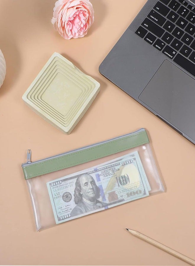 Money Bags with Zipper, 4 Pcs Transparent Bank Deposit Bags, Clear Plastic Money Envelopes for Cash, Coins, Checks, Invoices Organizing, Money Wallet Pouch, 8.46 x 4.13inch, 4 Light Colors - Image 5