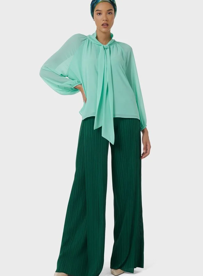 leem Neck Tie Blouse