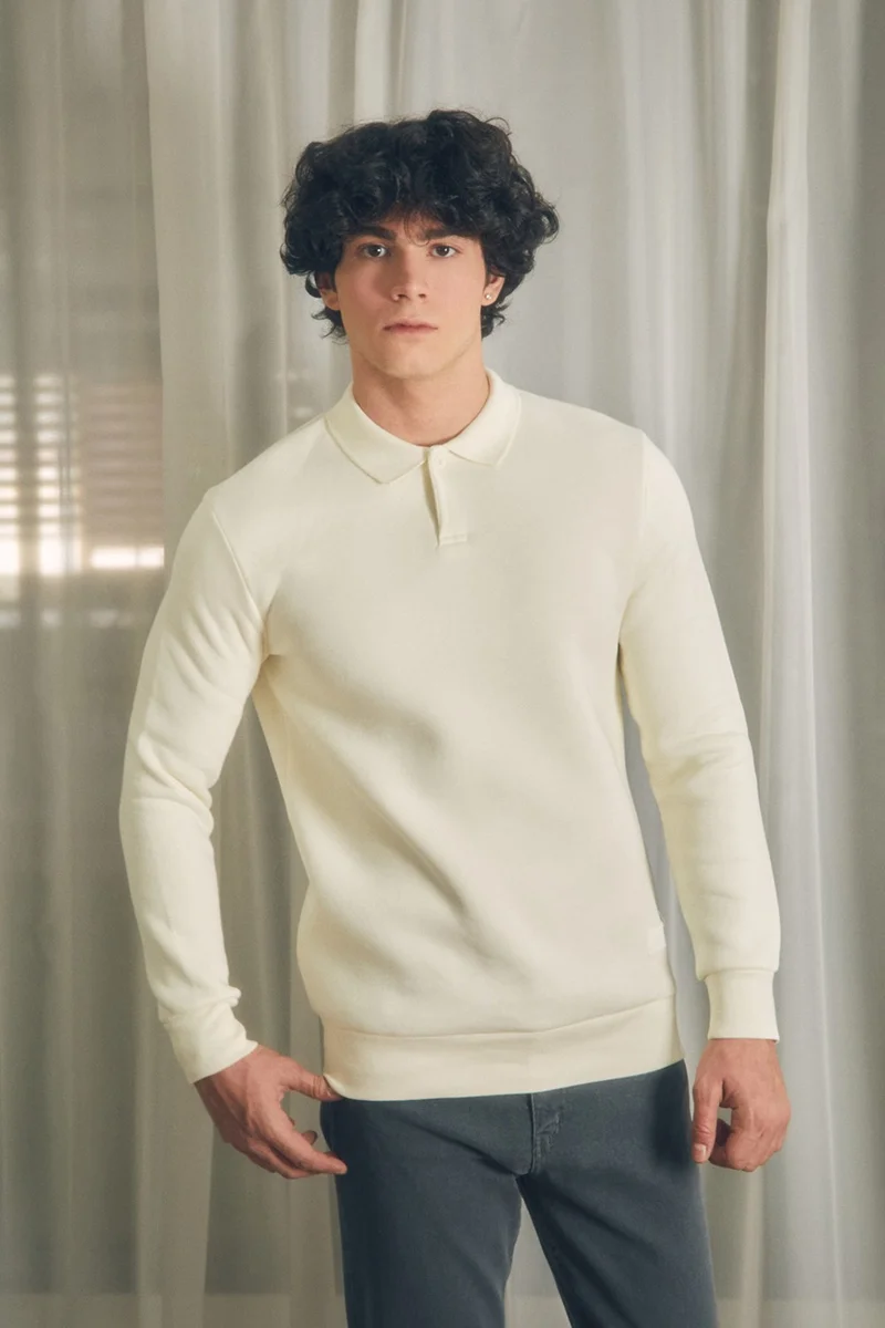 فولامودا Basic Polo Collar Buttoned Sweatshirt