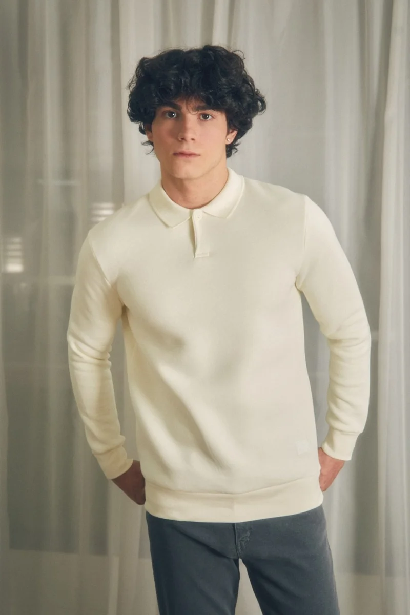 فولامودا Basic Polo Collar Buttoned Sweatshirt
