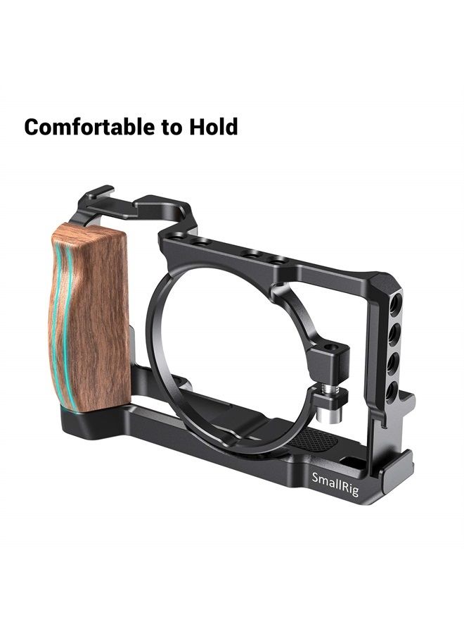 SMALLRIG Vlog Camera Cage for Sony RX100 VI and RX100 VII Camera (Fits DSC-RX100 M6 and DSC-RX100 M7 Camera) with Wooden Handle Grip Vlogger Youtuber – CCS2434