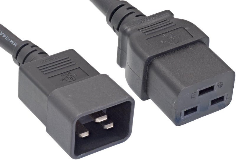 Cablelera AC Power Cord Extension, IEC320 C20 to IEC320 C19, 2' 12AWG, 20A, 250V (ZWACFGAB-02) - Image 1