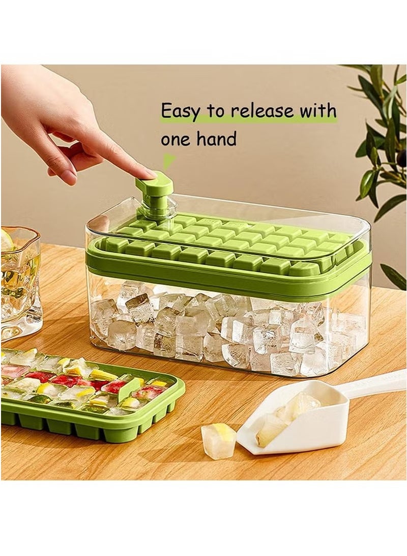 قوالب كرات الثلج، صانعة الثلج، عبوة من قطعتين، مناسبة للاستخدام في الفريزر، اصنع مكعبات الثلج بلمسة زر، 64 قالب مكعبات ثلج - Image 1