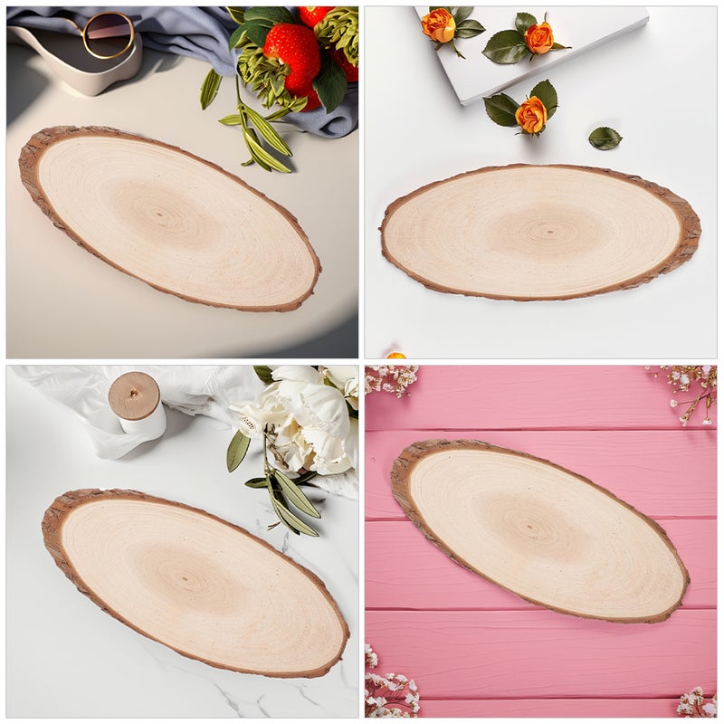 Country Plate Unfinished Natural Wood Slice For Crafts Blank Ornament Plate Ornament For Crafts - Image 3