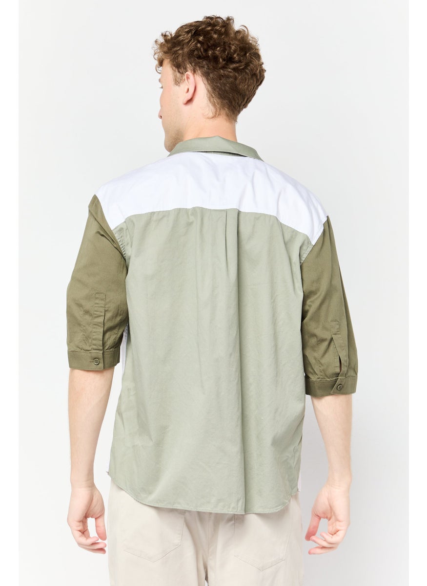 SELECTED Men Drop Shoulder Fit Colorblock Long Sleeves Casual Shirt, Multicolor  - Image 4