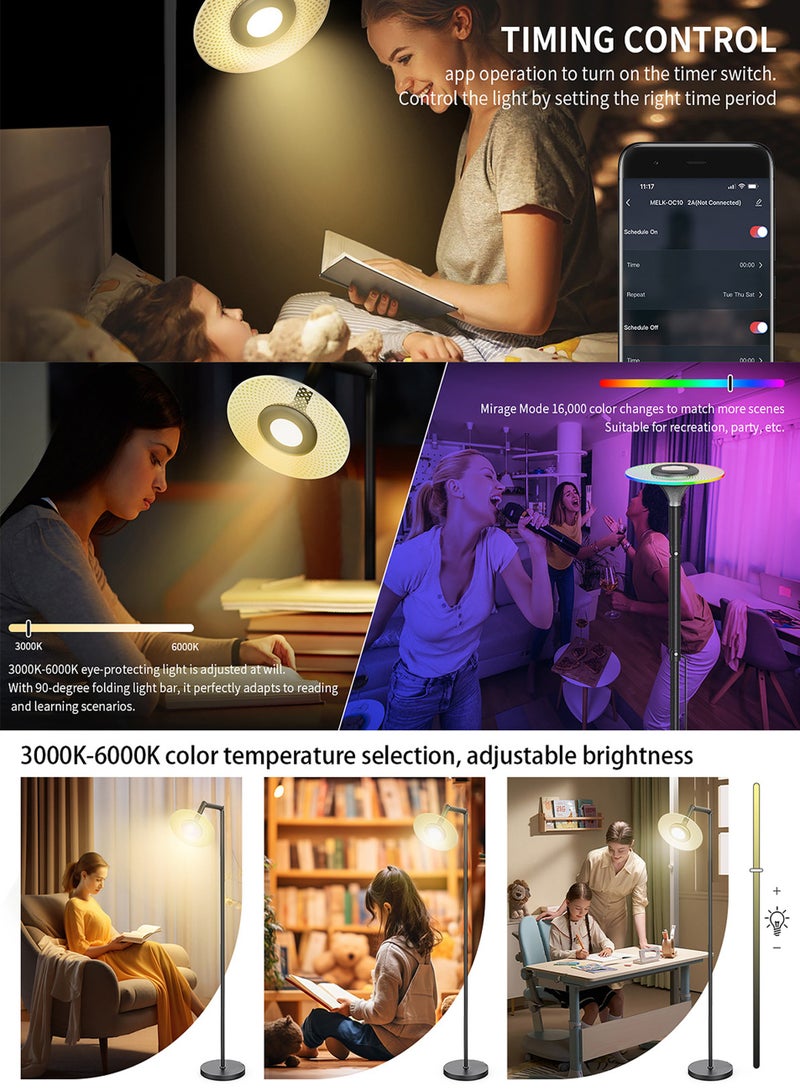 إسكدنيا مصباح أرضي LED دائم لغرفة المعيشة ، مصباح ذكي بلوتوث مع التحكم في التطبيق ، أوضاع متعددة وتعديل متعدد الألوان - Image 4