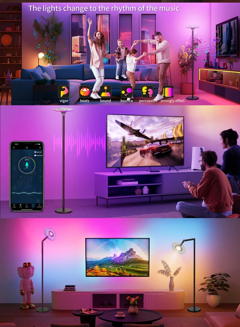 إسكدنيا مصباح أرضي LED دائم لغرفة المعيشة ، مصباح ذكي بلوتوث مع التحكم في التطبيق ، أوضاع متعددة وتعديل متعدد الألوان - Image 5