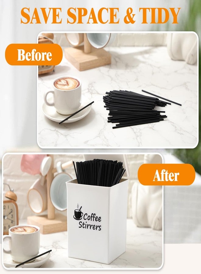 Teenyyou مجموعة تيني يو المكونة من 1000 قطعة من أعواد تقليب القهوة السوداء الكبيرة مع حامل، 5.1 شفاط قهوة، أعواد تقليب بلاستيكية، علبة مع غطاء وملصق، عود تقليب للاستخدام مرة واحدة لخلط الحليب والكوكتيل والشاي - Image 2