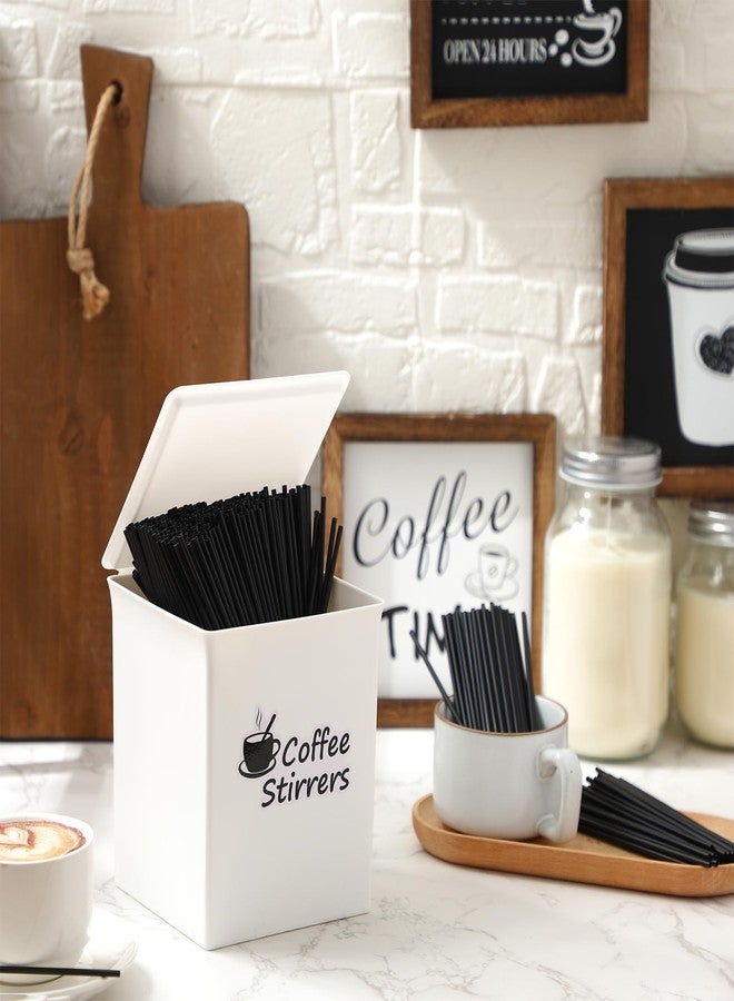 Teenyyou مجموعة تيني يو المكونة من 1000 قطعة من أعواد تقليب القهوة السوداء الكبيرة مع حامل، 5.1 شفاط قهوة، أعواد تقليب بلاستيكية، علبة مع غطاء وملصق، عود تقليب للاستخدام مرة واحدة لخلط الحليب والكوكتيل والشاي - Image 5
