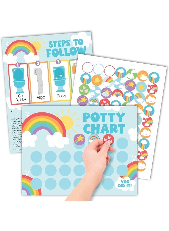 Hadley Designs Rainbow Potty Training Chart For Toddler Girls - Potty Training Sticker Chart For Girls Potty, Potty Chart For Girls With Sticker, Sticker Chart For Kids Potty Training Reward Chart, Kids Reward Chart  - Image 1