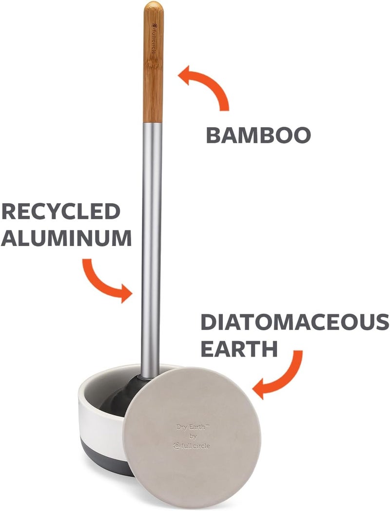 Full Circle Royal Plunge - Bathroom Toilet Plunger with Ceramic Holder and Diatomaceous Earth Disk for Mold & Mildew Prevention, Easy to Clean & More Hygenic, White - Image 2