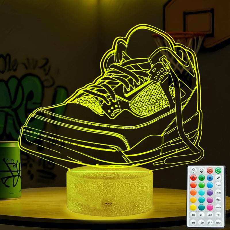 POSSHE Sneaker Gifts Sport Shoes Sneaker Gifts 3D Illusion Night Light Lamp 16 Colors Changing Timer 4 Flash Modes and Dimmable Kids Room Decoration Xmas Gifts - Image 2