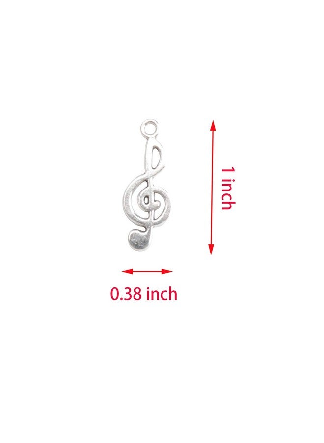 Ruwado 50 Pcs Musical Note Charm Metal Music Symbol Vintage Elegant Chic Instrument Pendant Beads For Craft Art Supplies Jewelry Making Finding Diy Necklace Bracelet Earring (Silver) - Image 2