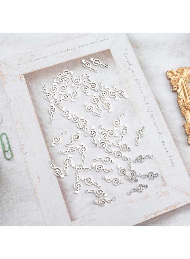 Ruwado 50 Pcs Musical Note Charm Metal Music Symbol Vintage Elegant Chic Instrument Pendant Beads For Craft Art Supplies Jewelry Making Finding Diy Necklace Bracelet Earring (Silver) - Image 4