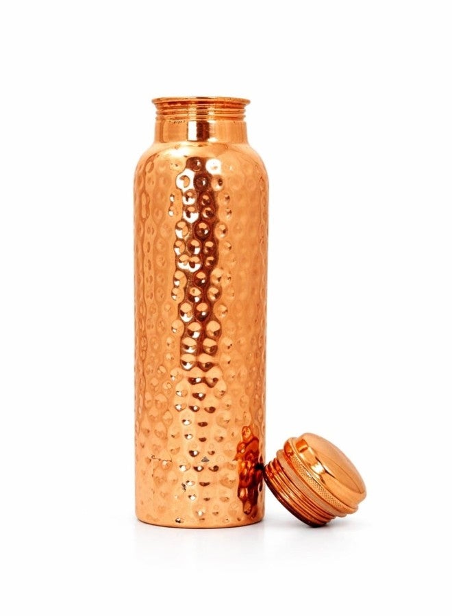 Pure Copper Water Bottle 32 oz (950ml) – Hammered Handmade Copper Bottle, Leakproof, BPA Free, Reusable Water Bottle for Home, Office, Travel & Yoga - Image 1