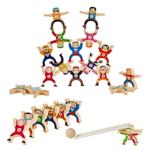 moopok Wooden Stacking Toys16Pcs Circus Hercules Acrobatic Troupe Interlock ToyBalancing Building Blocks Game Toddler Puzzle Toysfor 3 4 5 6 Years Old Kids Adults - Image 5