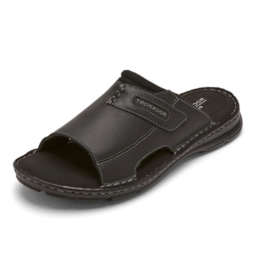 Rockport Men's Darwyn 2 Slide Sandal, Black Leather 2, 9 Wide - Image 1