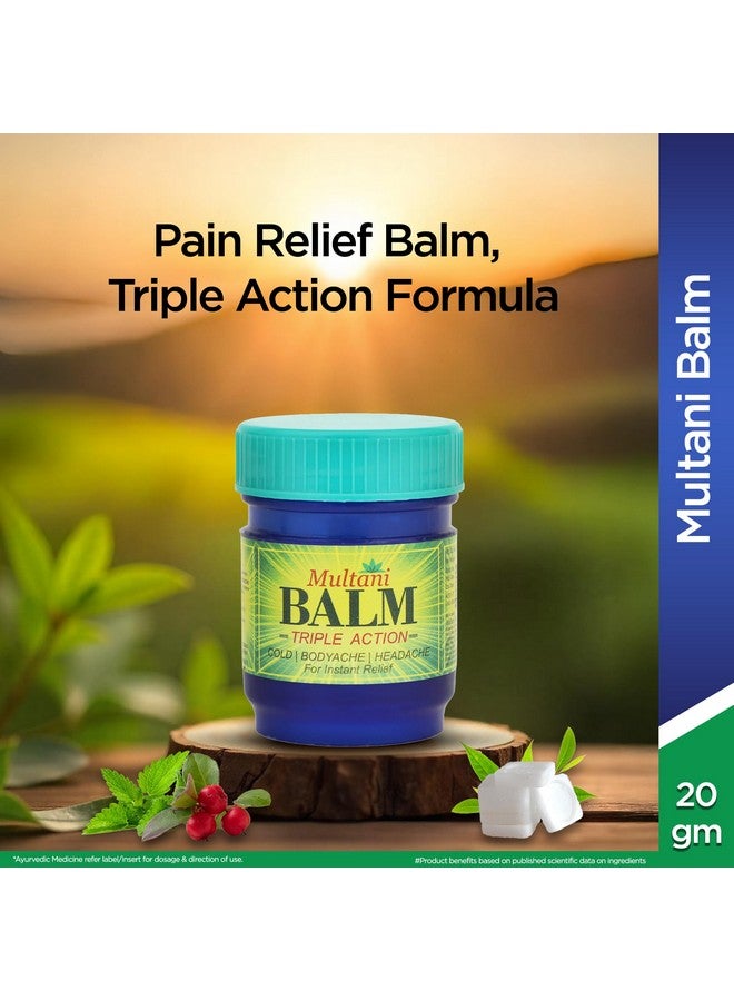 Multani Triple Action Balm | Multi-Propose Pain Relief Balm | Relief From Cold, Bodyache & Headache | 20gm - Image 2