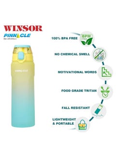 Winsor Winsor Pinnacle Wave Hydration Bottle 750Ml  | Leak-Proof Water Bottle with Protein Shaker - Ideal for Gym, School, and Outdoor Sports - Green  - Image 2