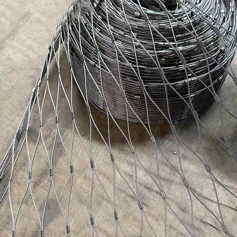 Stainless Steel Rope Wire Mesh Flexible Stainless Steel Rope Mesh, Fence Wire Flexible Metal Rope Net Roll, for Balcony Stair Protection for Zoo Cage Fence, Balcony, Stair(Silver-8cm,2x10m) - Image 2
